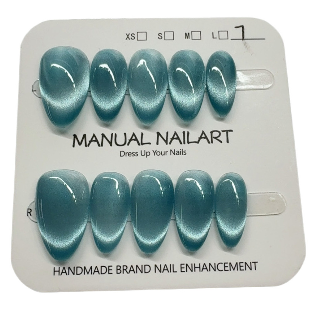Nail Art French - 10pc French Almond Shape Cat's Eye