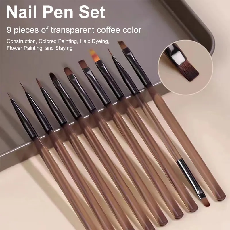 Nail Art Sch - 9PCS UV Gel Nail Brush Liner