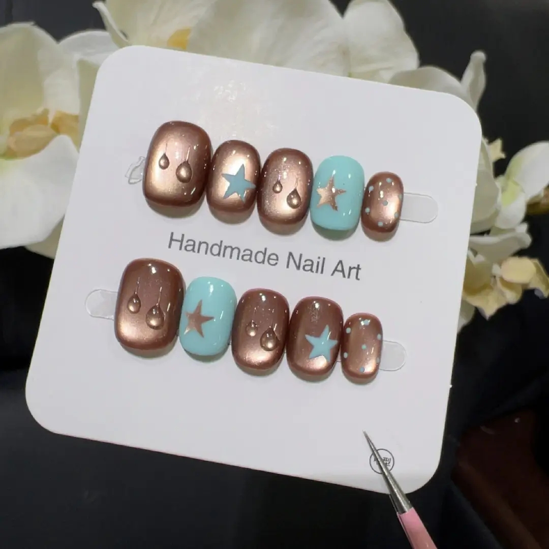 Nail Art French - 10pcs high-end Small brown water droplets