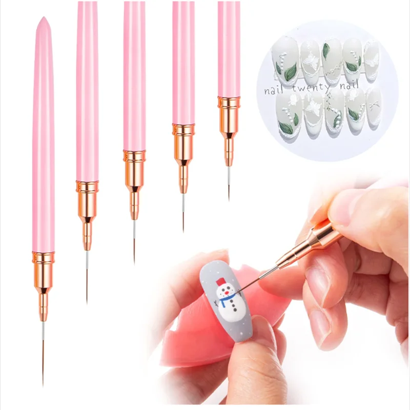Nail Art Sch - 5pc/1set Nail Art Liner Brushes Long