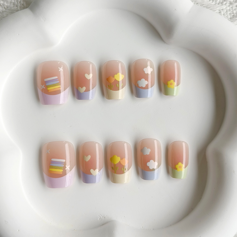 Nail Art French - 10Pcs Women Spring Fresh and Delicate