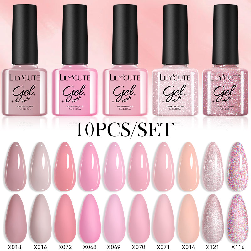 Nail Art Rose Gold - LILYCUTE 10PCS/Set 7ml Gel Nail Polish