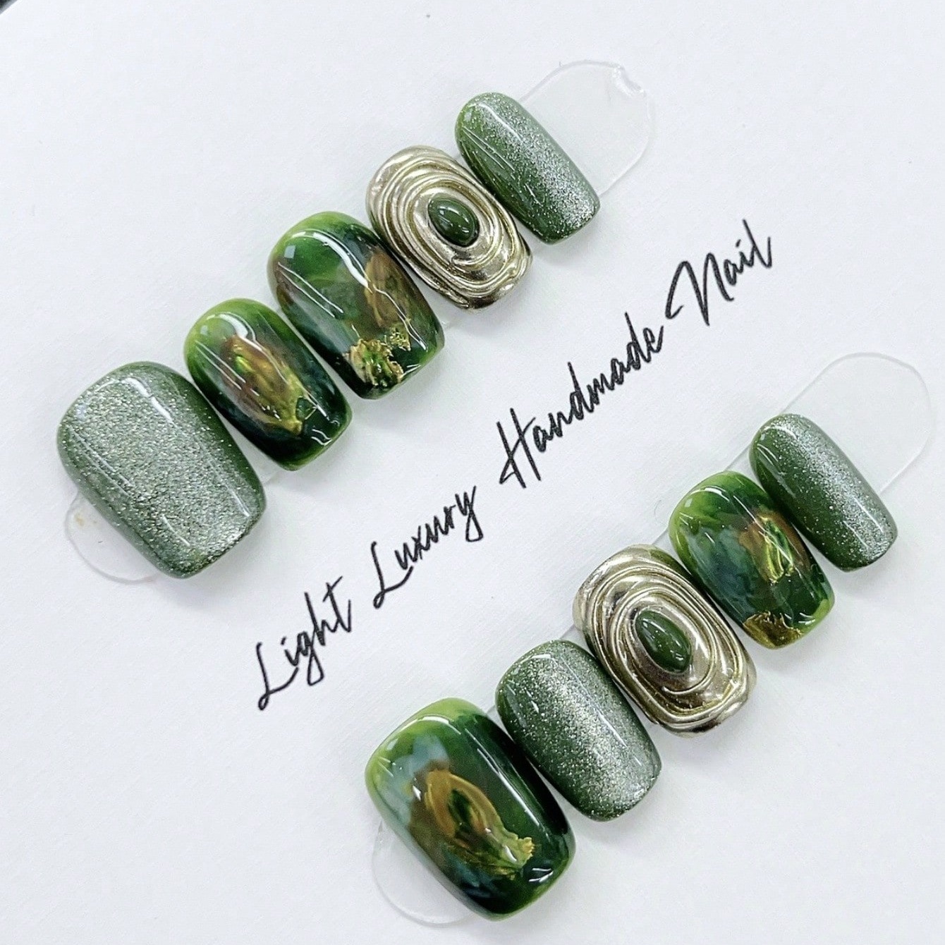 Nail Art Design - 10pcs pure hand pressed short square