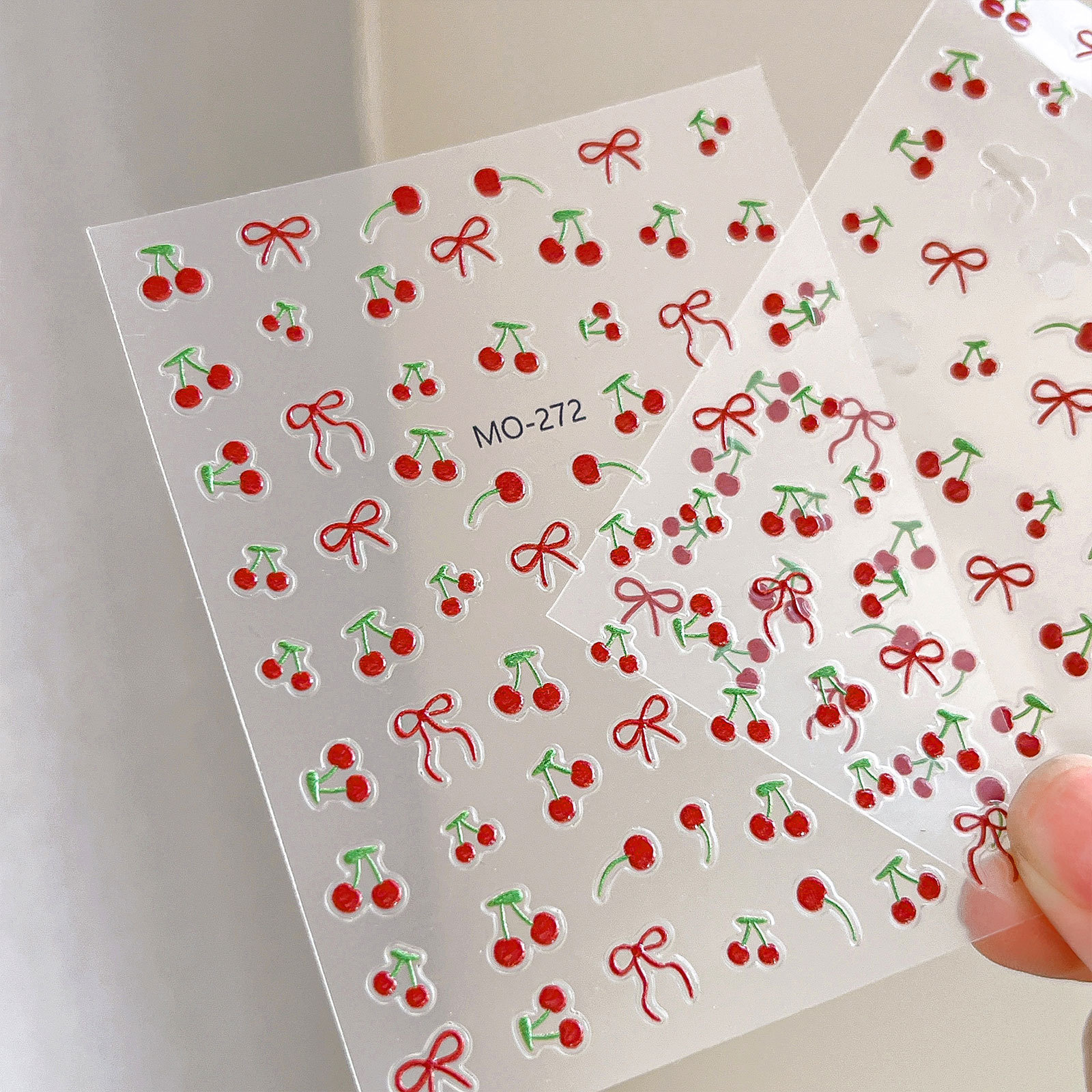 Nail Art Red Cherry - 1pcs Kawaii Red Cherry Bow Nail