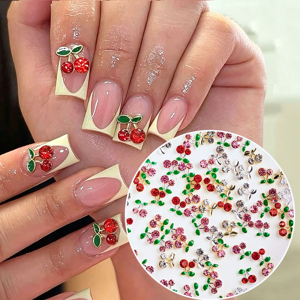 40pcs 3D Shiny Pink & Red Cher - Nail Art Red Cherry reseña y precio