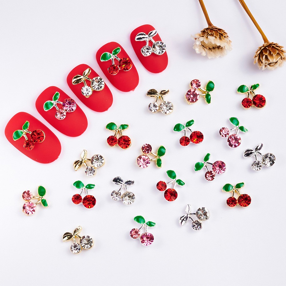 40pcs 3D Shiny Pink & Red Cher - Nail Art Red Cherry reseña y precio