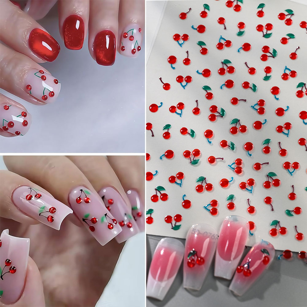 1/2Pcs 5D Cute Red Crystal Che - Nail Art Red Cherry reseña y precio