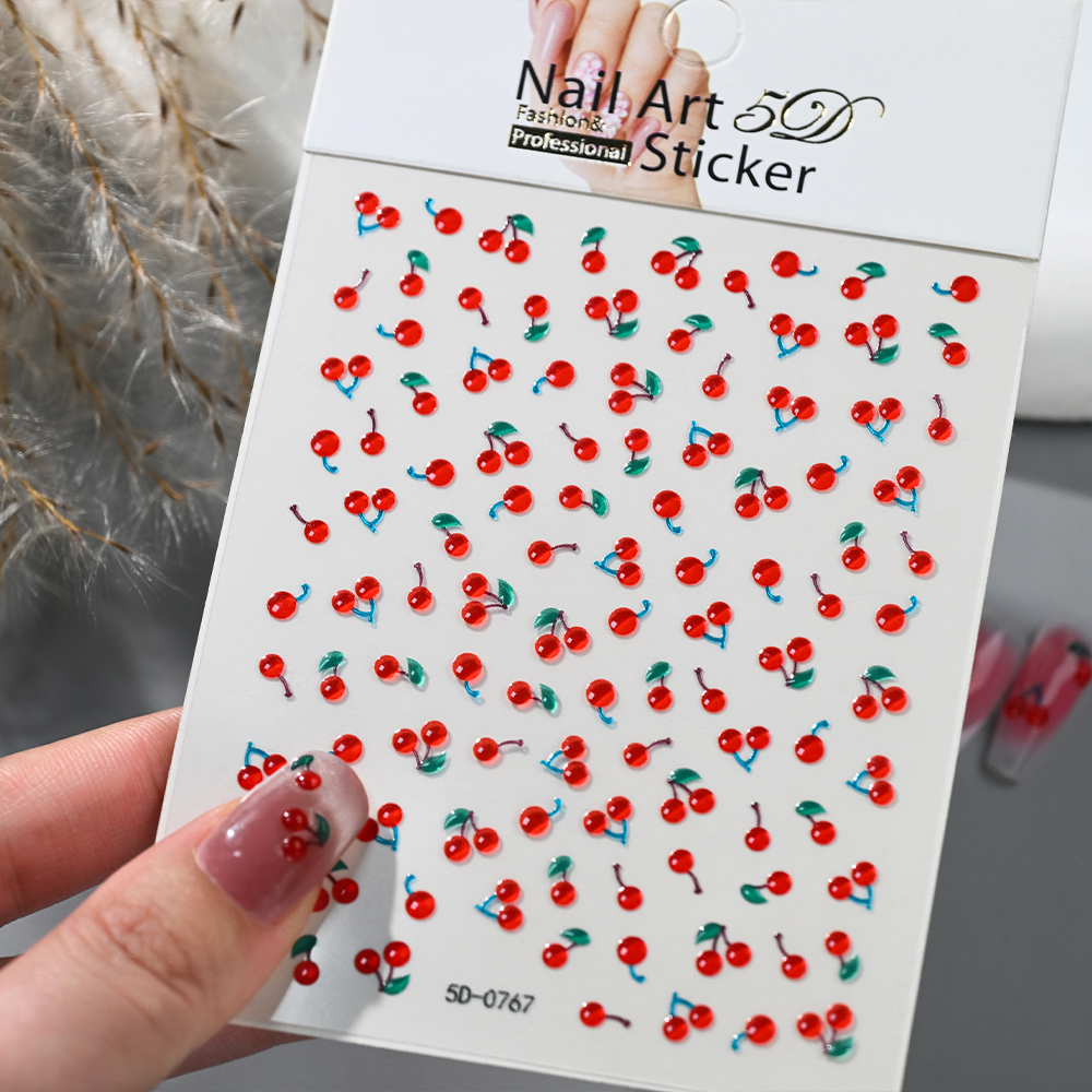 1/2Pcs 5D Cute Red Crystal Che - Nail Art Red Cherry reseña y precio