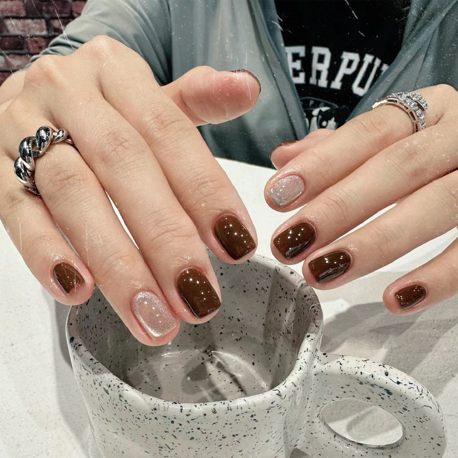 24Pcs Caramel Brown Ombre Glit - Nail Art Design reseña y precio