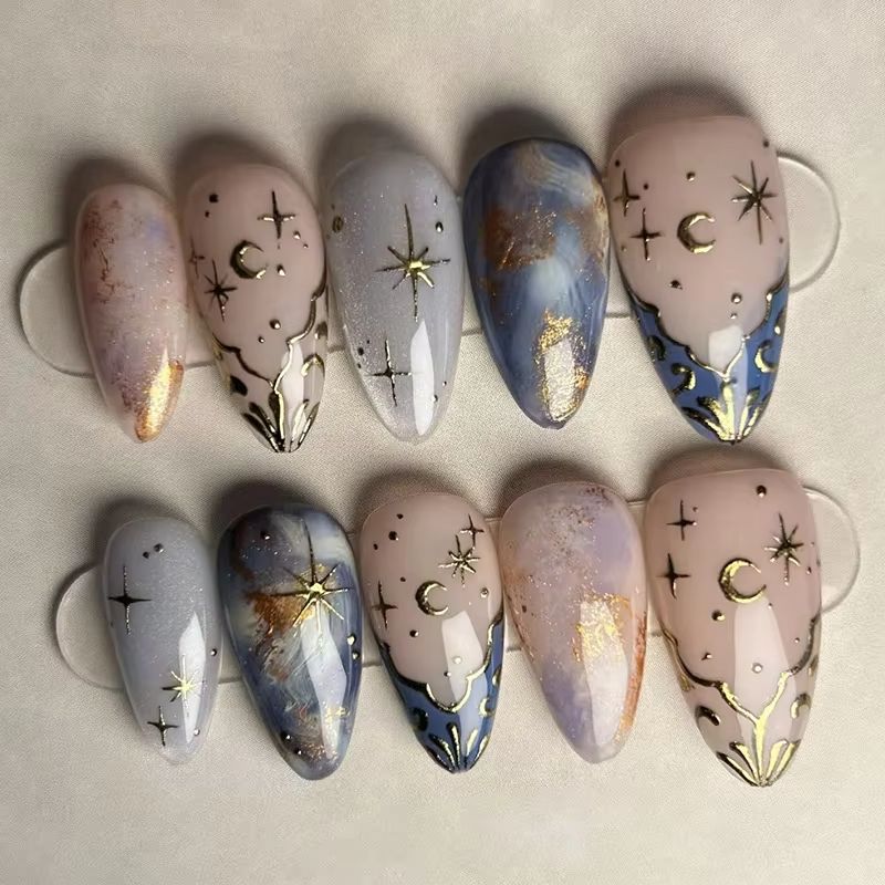 24Pcs Short Almond Nails Set F - Nail Art French reseña y precio