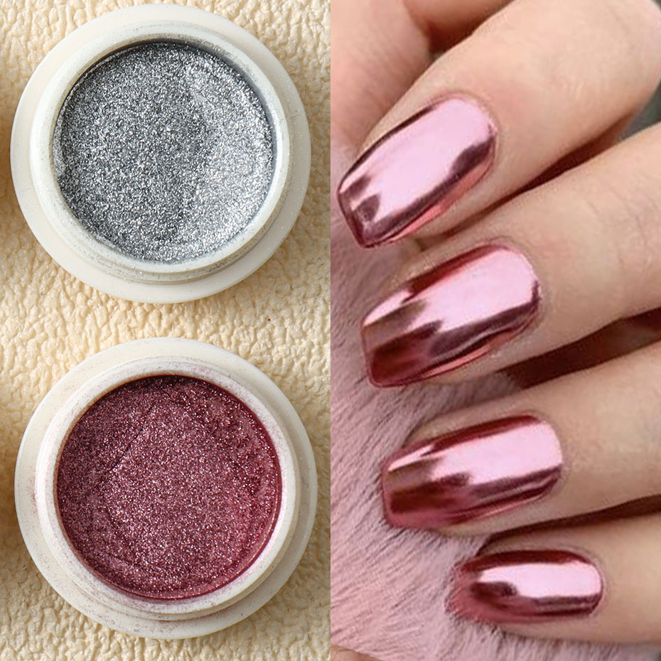 6pc Gold Metallic Mirror Glitt - Nail Art Rose Gold reseña y precio