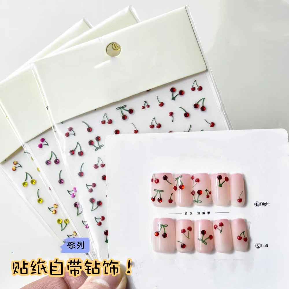 1pcs 5D Luxury Red Pink Yellow - Nail Art Red Cherry reseña y precio