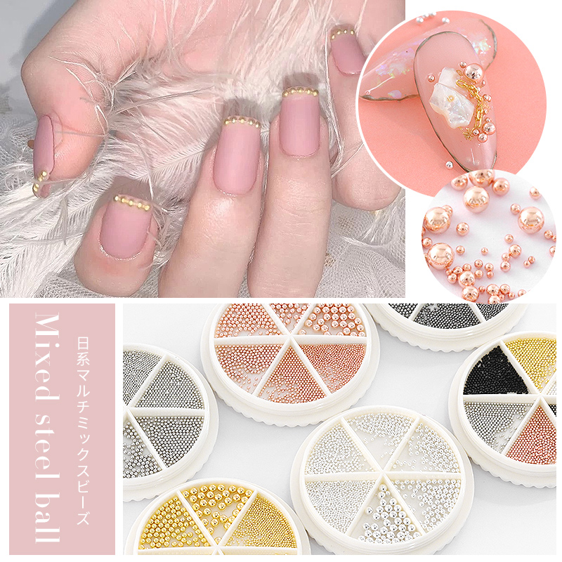 1Box Mix Size Stainless Steel  - Nail Art Rose Gold reseña y precio
