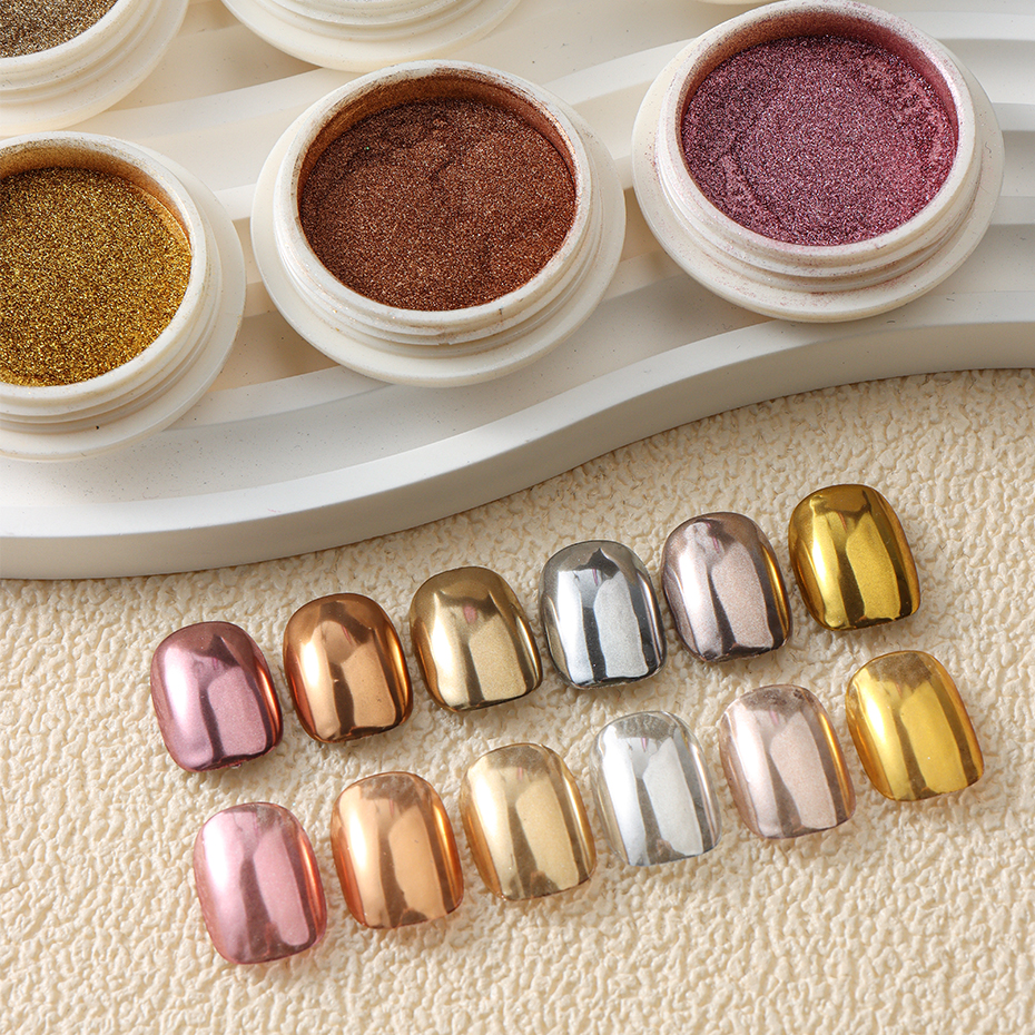 6pcs Champange Gold Silver Mir - Nail Art Rose Gold reseña y precio