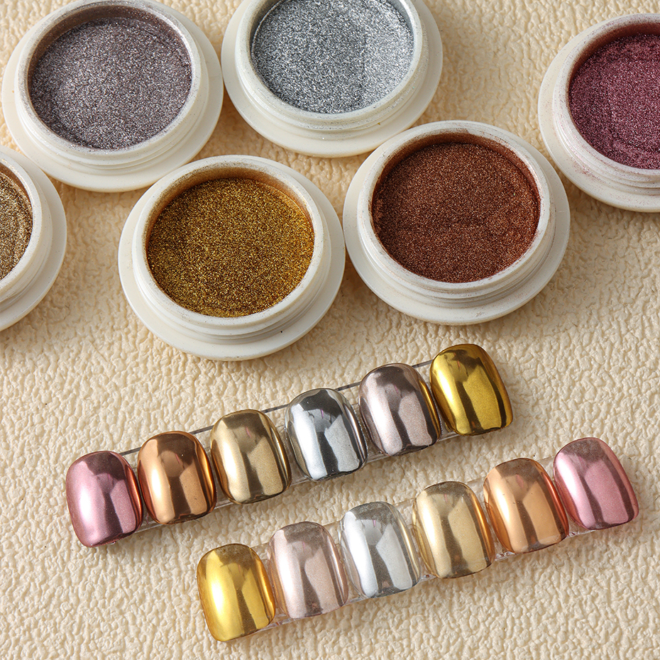 6pcs Champange Gold Silver Mir - Nail Art Rose Gold reseña y precio