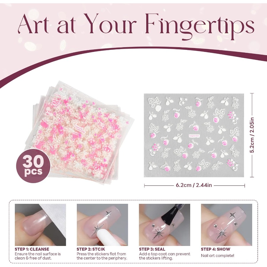 30 Sheets 3D Self Adhesive Flo - Nail Art Design reseña y precio