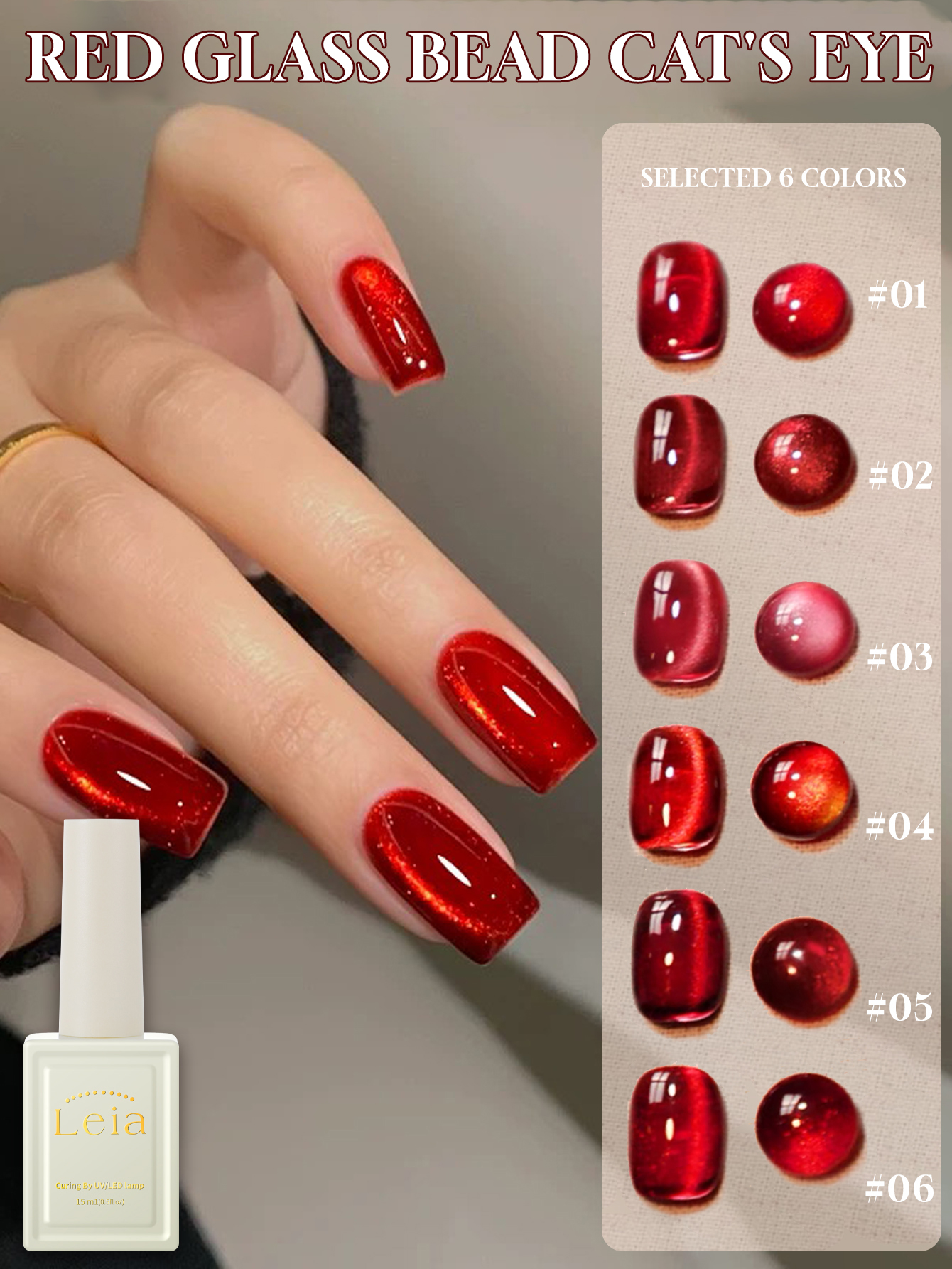 1-6pcs 15ml Autumn and Winter  - Nail Art Red Cherry reseña y precio