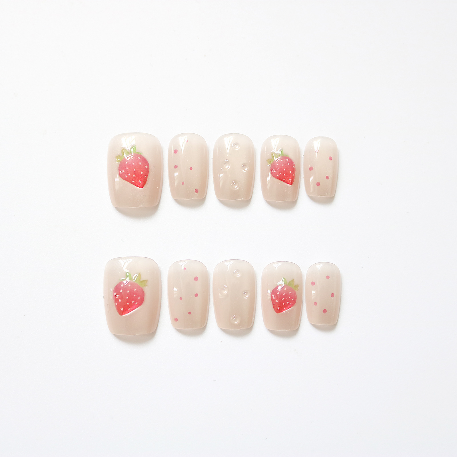 10pcs Short Square Cat Eye Han - Nail Art Strawberry reseña y precio
