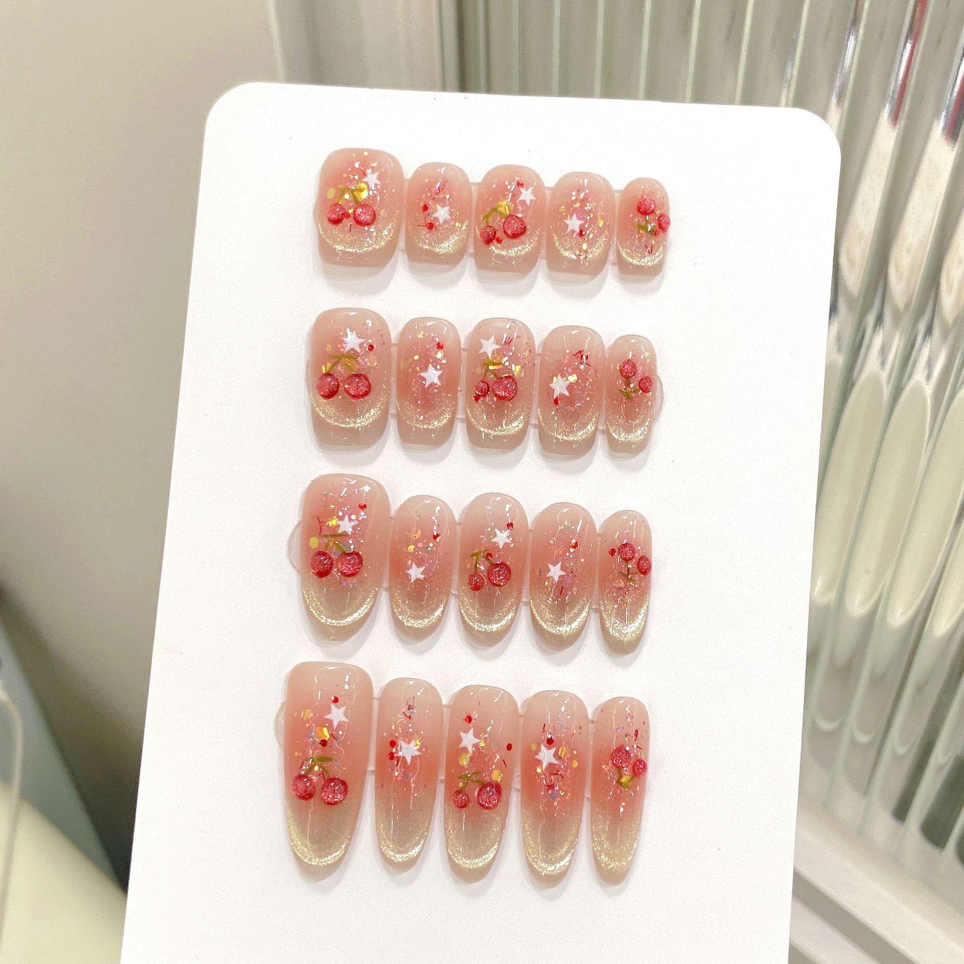 10pcs Sweet Cherry Press On Na - Nail Art Strawberry reseña y precio
