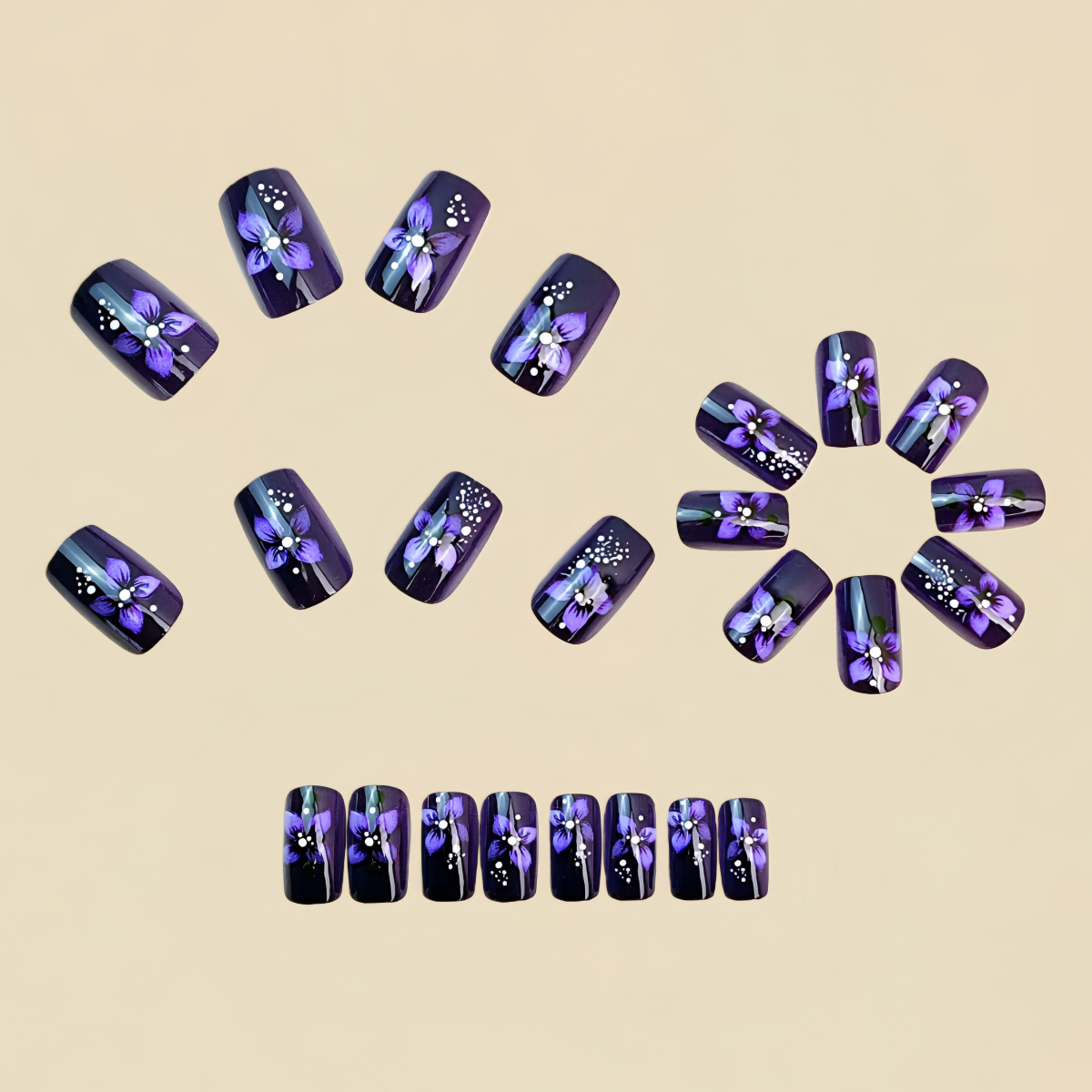 Medium square fake nails for w - Nail Art French reseña y precio