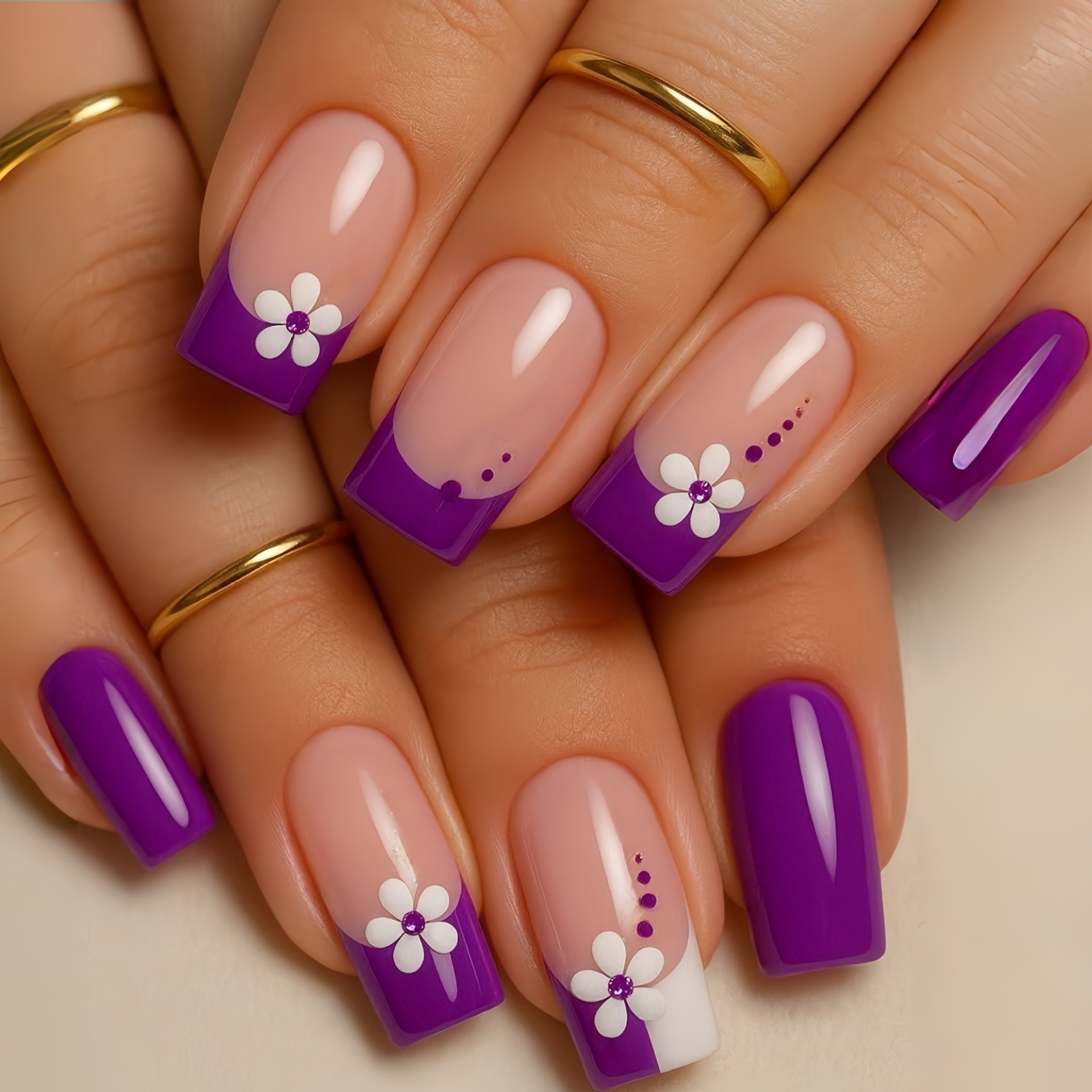 Medium square fake nails for w - Nail Art French reseña y precio