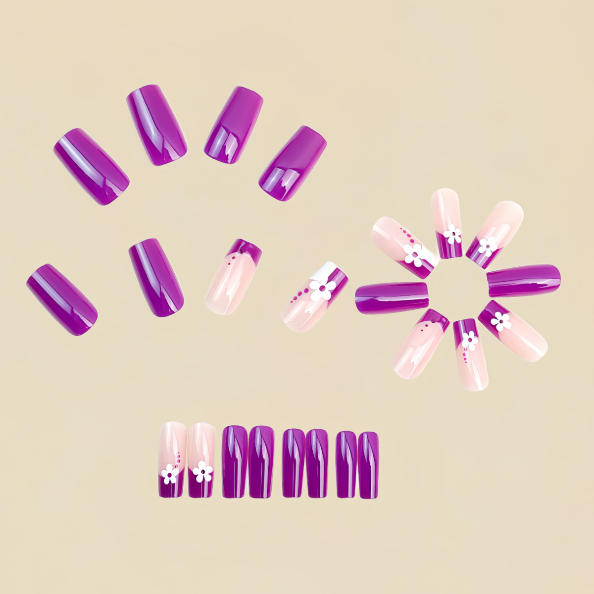Medium square fake nails for w - Nail Art French reseña y precio