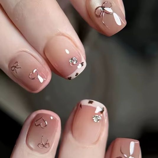 24Pcs Short Square Ballet Pres - Nail Art Strawberry reseña y precio
