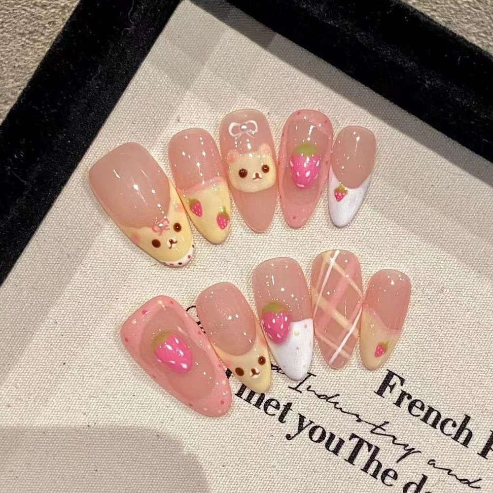 10 Pieces Strawberry Bear Cute - Nail Art Strawberry reseña y precio