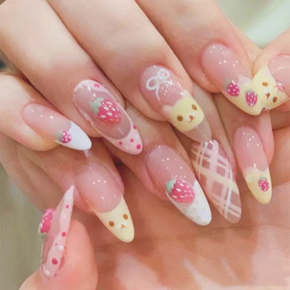 10 Pieces Strawberry Bear Cute - Nail Art Strawberry reseña y precio