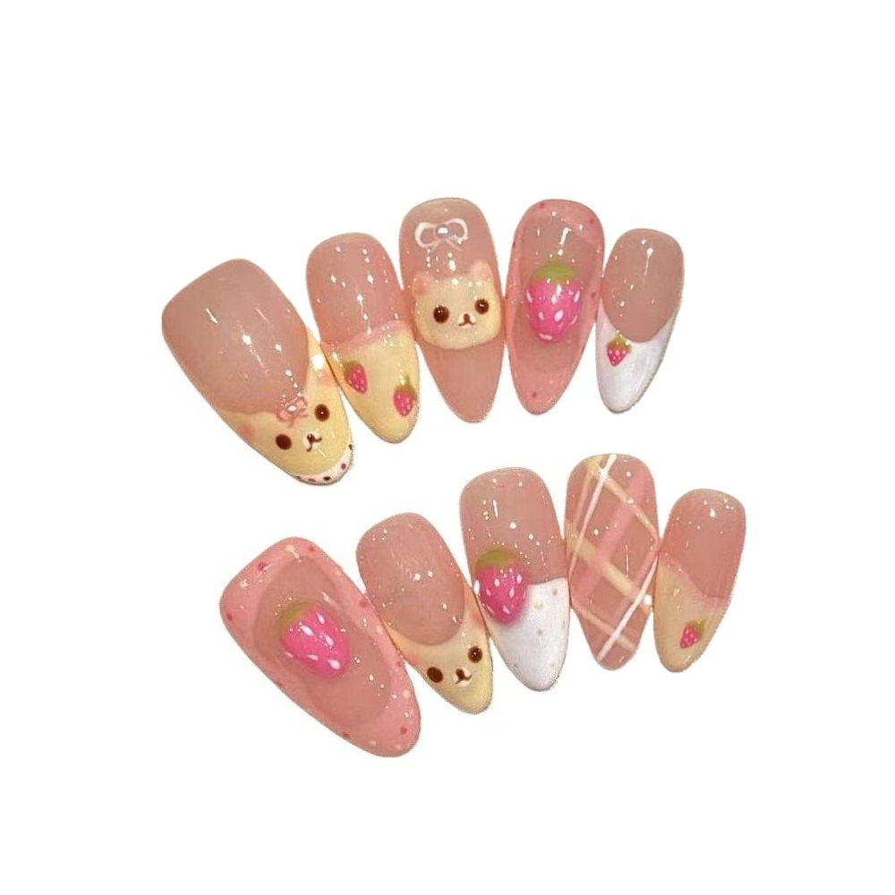 10 Pieces Strawberry Bear Cute - Nail Art Strawberry reseña y precio