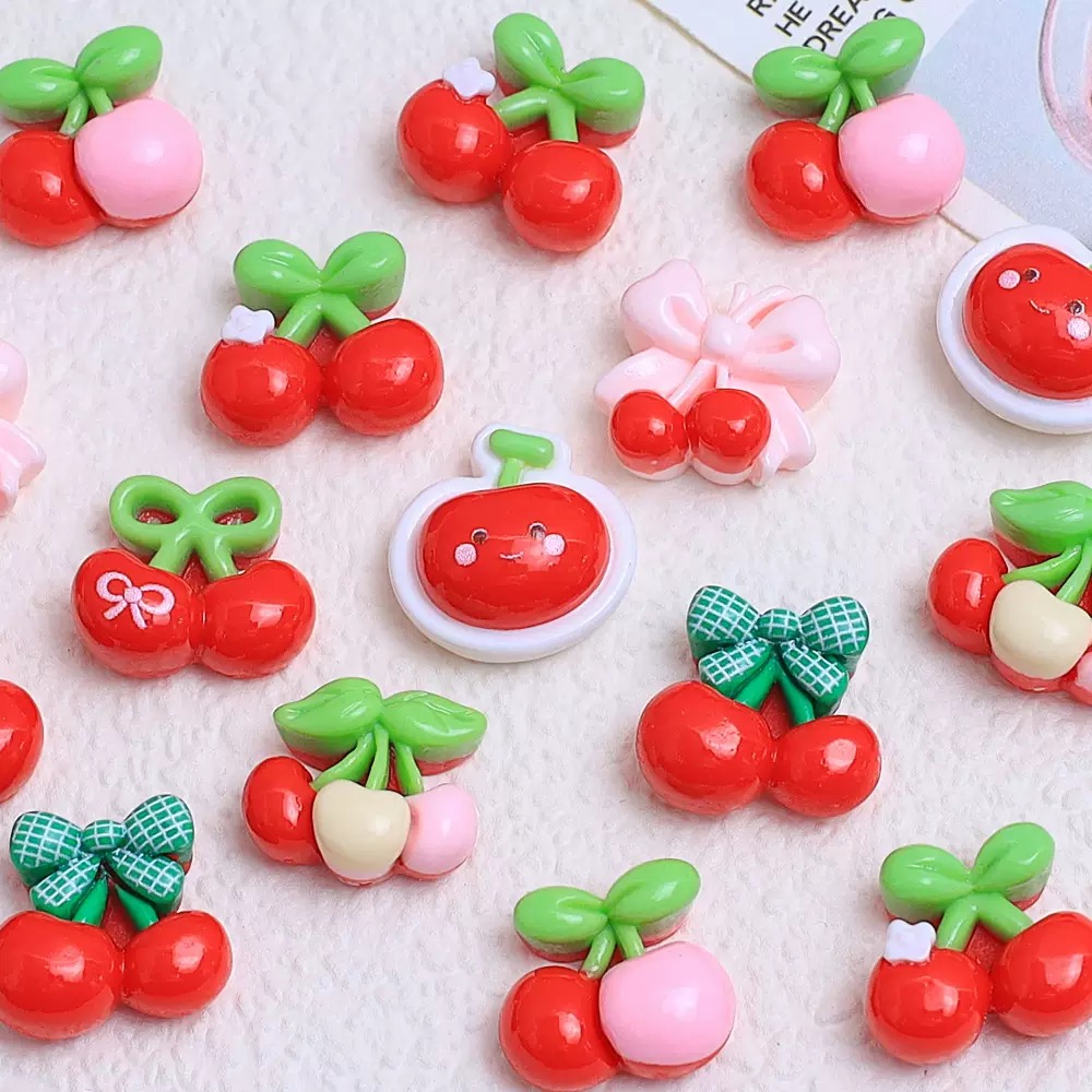 20Pcs Cute Mini cartoon with v - Nail Art Red Cherry reseña y precio