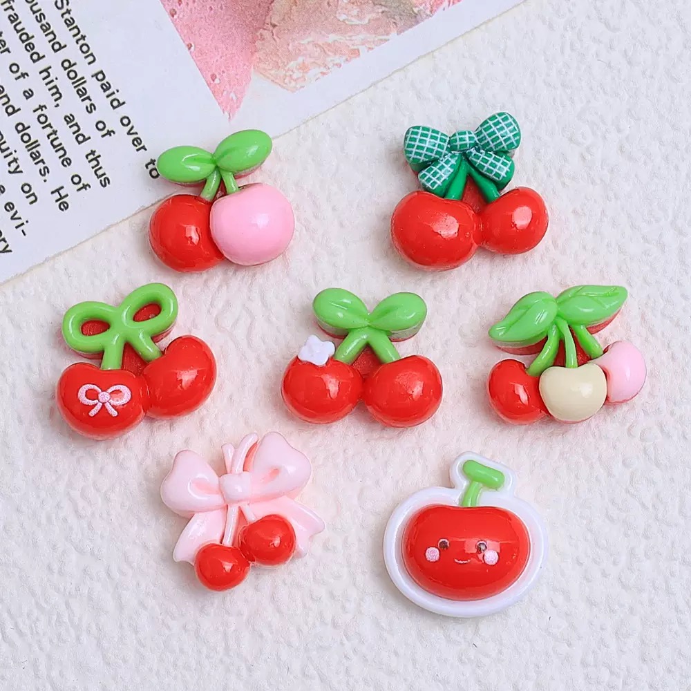 20Pcs Cute Mini cartoon with v - Nail Art Red Cherry reseña y precio