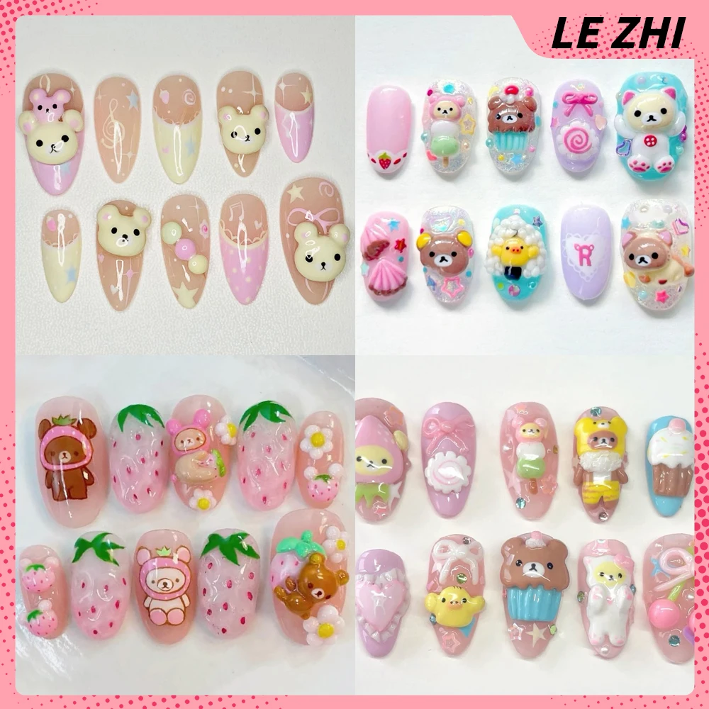 3D Handmade Rilakkuma Press On - Nail Art Strawberry reseña y precio