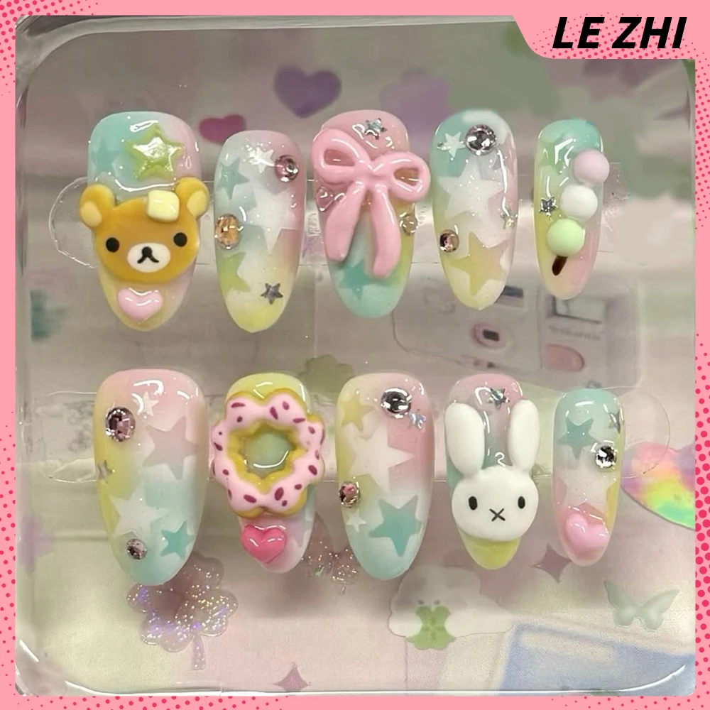 3D Handmade Rilakkuma Press On - Nail Art Strawberry reseña y precio