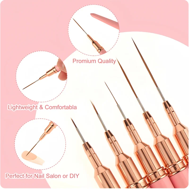 5pc/1set Nail Art Liner Brushe - Nail Art Sch reseña y precio