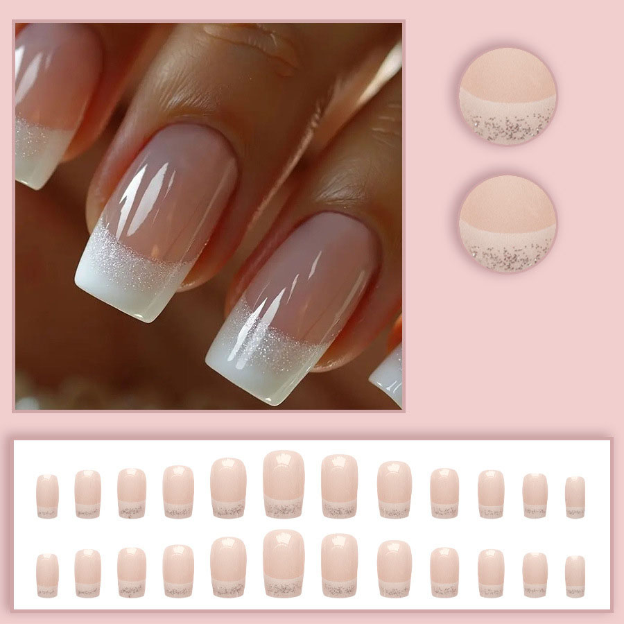24pcs/set Medium Square fake n - Nail Art French reseña y precio