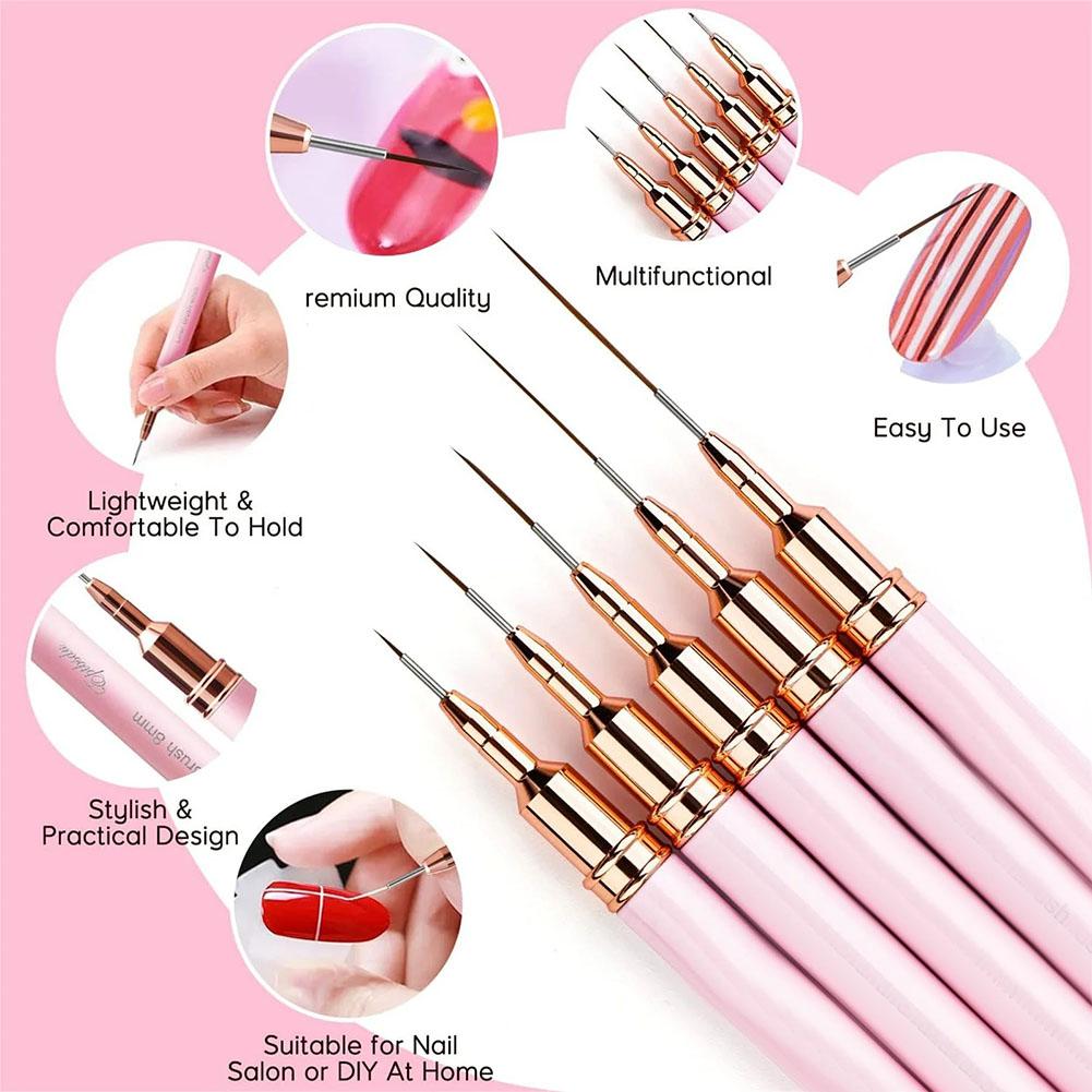 5pcs Nail Art Liner Brush Set  - Nail Art Sch reseña y precio