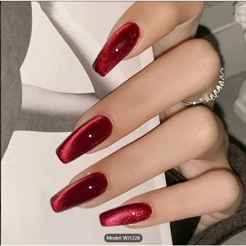 24Pcs Red Cat's Eye Wearing Na - Nail Art Red Cherry reseña y precio