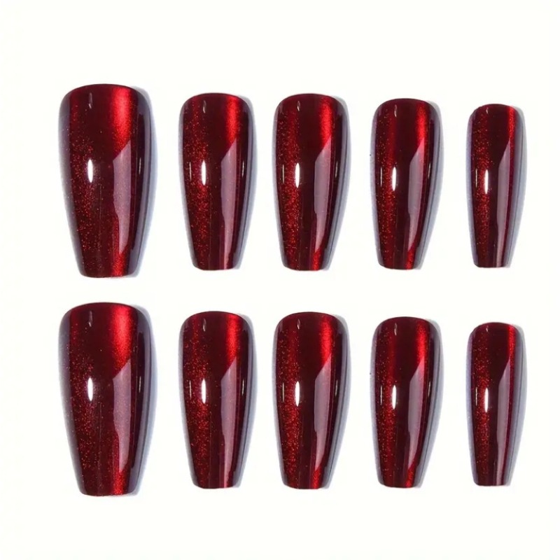 24Pcs Red Cat's Eye Wearing Na - Nail Art Red Cherry reseña y precio