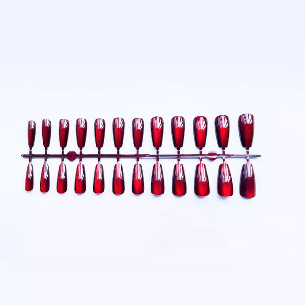 24Pcs Red Cat's Eye Wearing Na - Nail Art Red Cherry reseña y precio