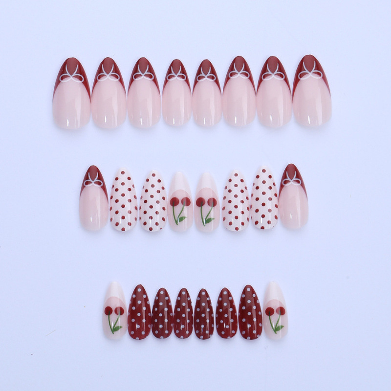 24PCS Fanshion Red French Pres - Nail Art Red Cherry reseña y precio