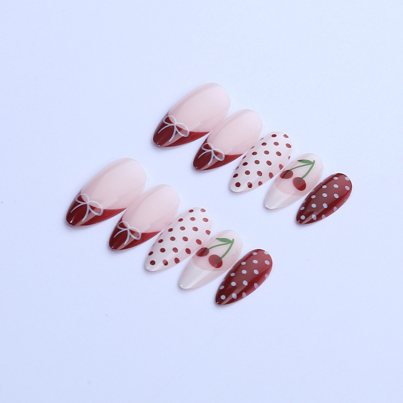24PCS Fanshion Red French Pres - Nail Art Red Cherry reseña y precio