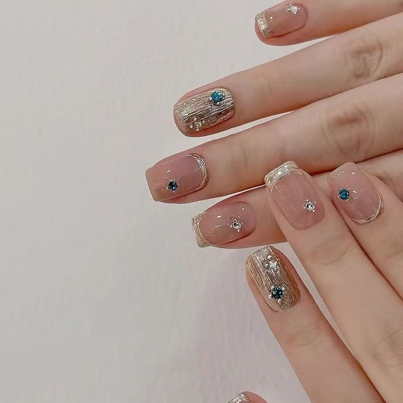 10Pcs Short Square French Hand - Nail Art French reseña y precio