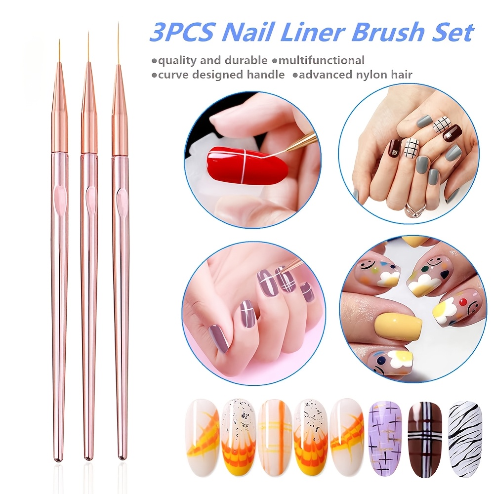 3Pcs/Set Nail Art Brush Nail A - Nail Art Rose Gold reseña y precio