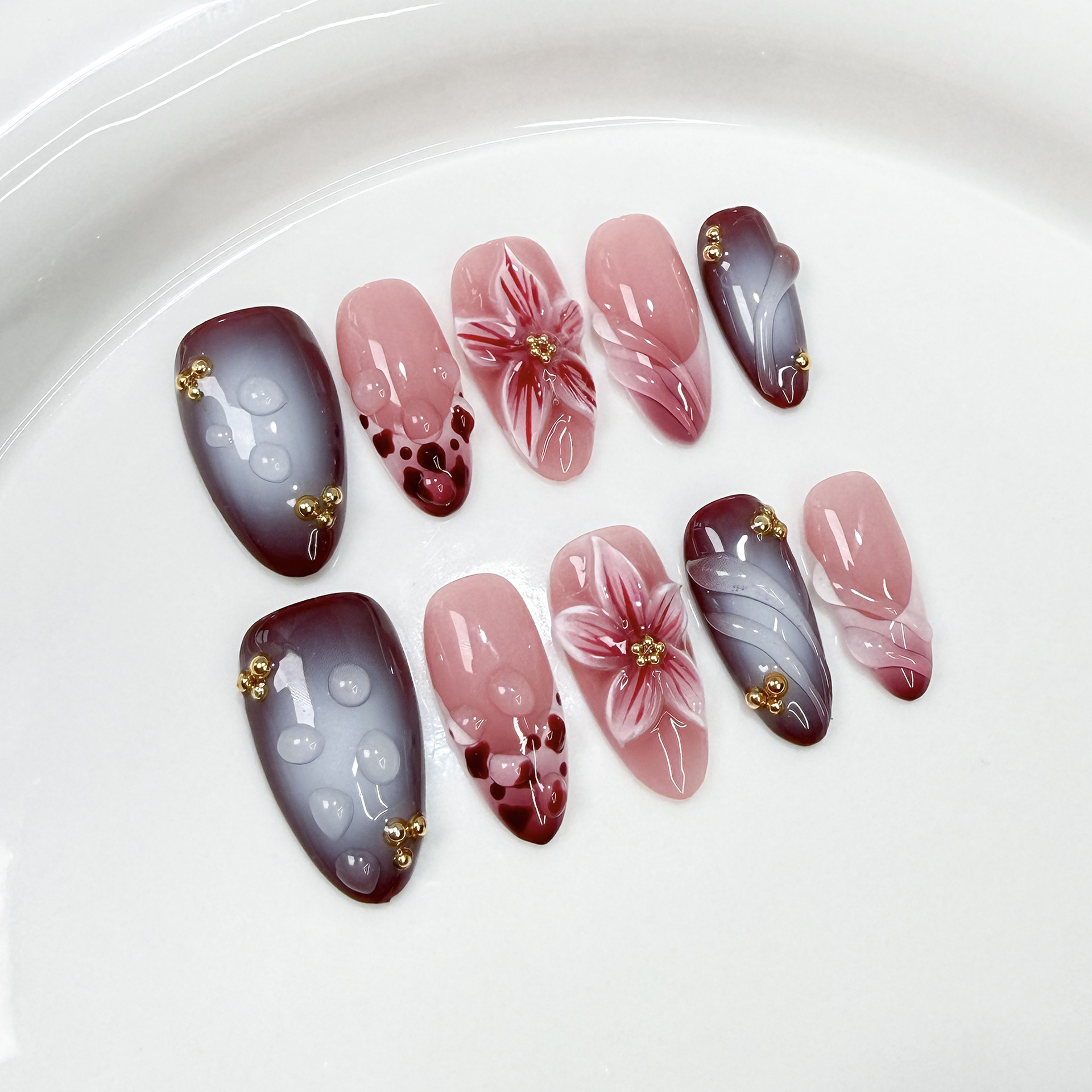 10Pcs Handmade Elegant French  - Nail Art French reseña y precio