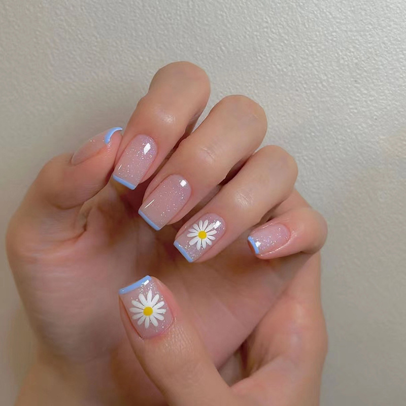 24ps/set Short Fake Nails for  - Nail Art French reseña y precio