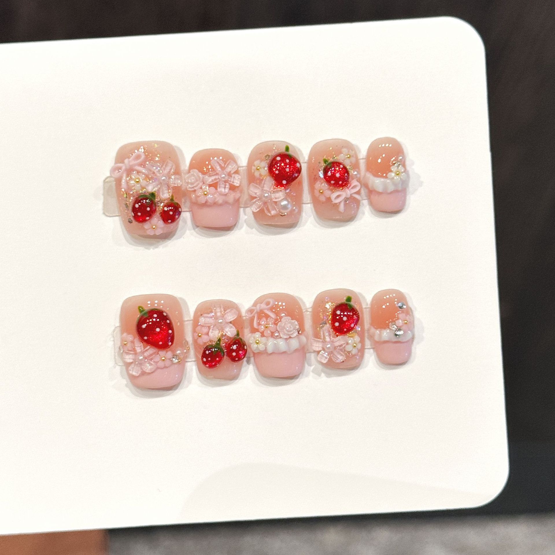 10pcs Cute Red Strawberry Pres - Nail Art Strawberry reseña y precio