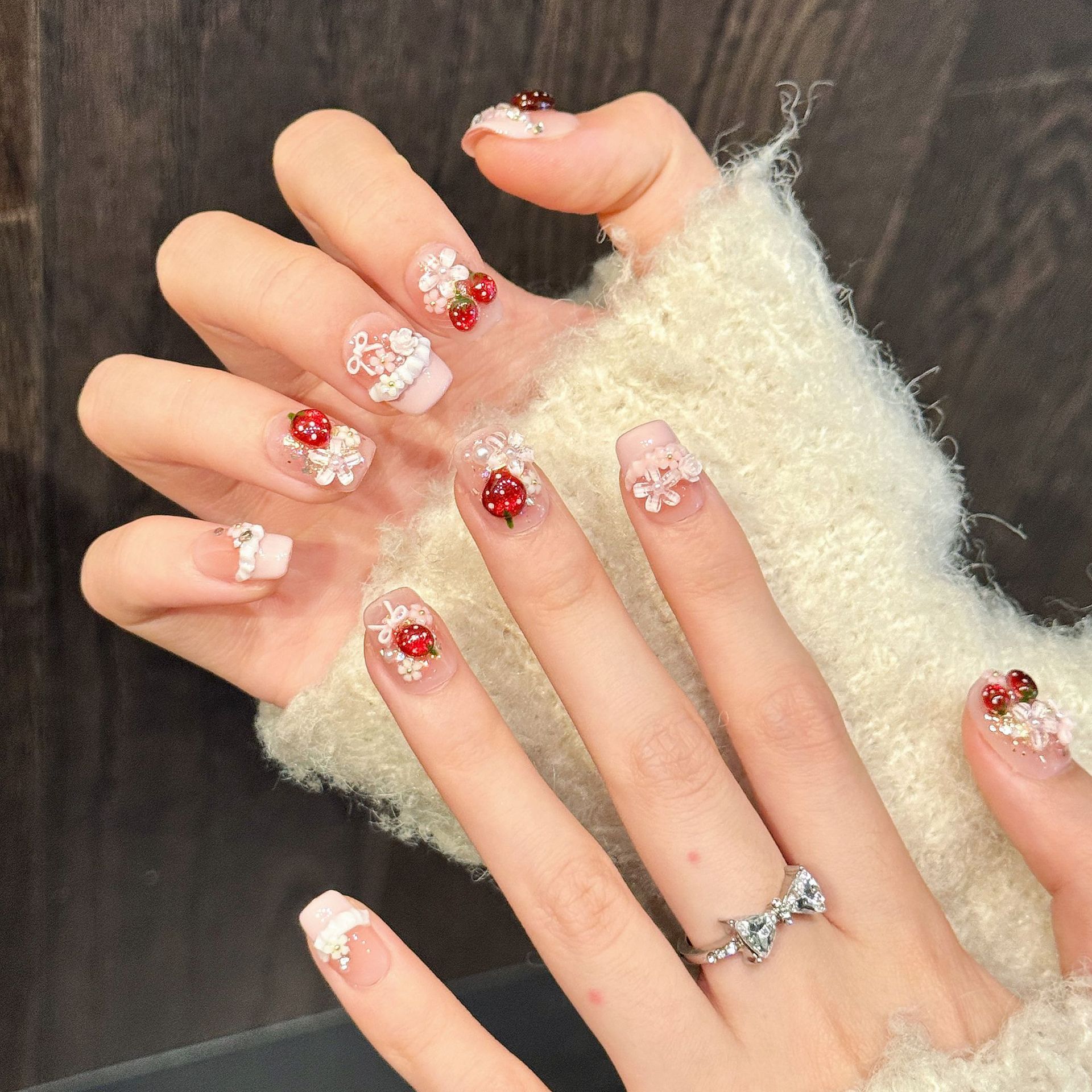 10pcs Cute Red Strawberry Pres - Nail Art Strawberry reseña y precio