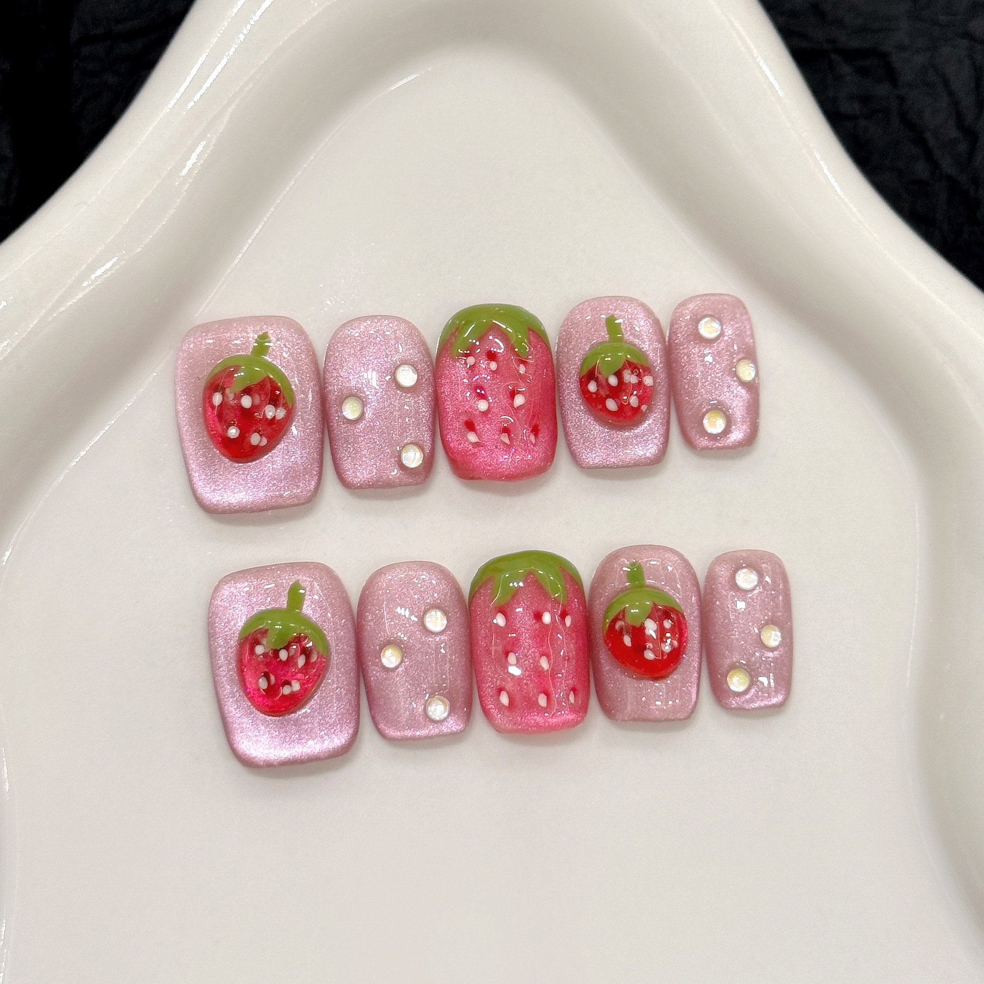 10pcs Cute Red Strawberry Pres - Nail Art Strawberry reseña y precio