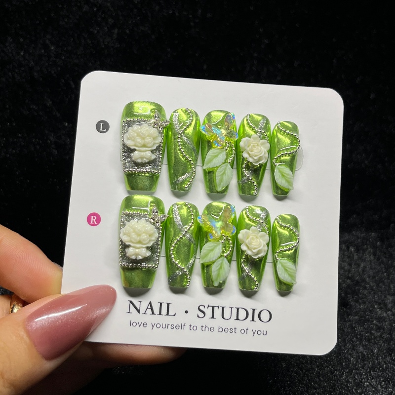 10PCS Rose Gold Press on Nails - Nail Art Rose Gold reseña y precio